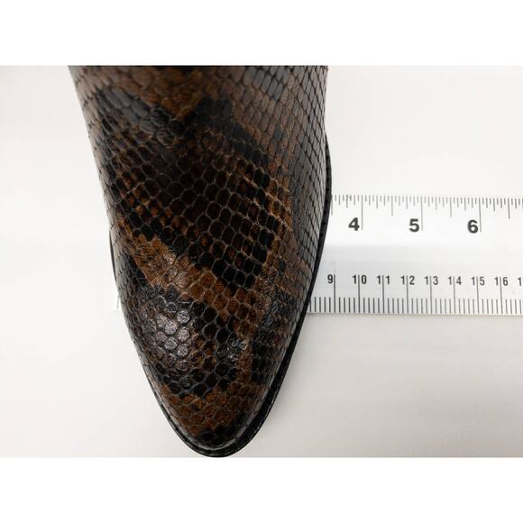 Ash Brown Snake Python Esquire Pointed Toe Leather Block Heel Calf Boots 36 US 5 - Picture 14 of 16